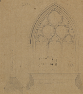 216892 Afbeelding van het ontwerp voor het derde venster met tracering van het noordelijke koor in de Jacobikerk te ...